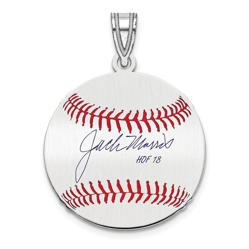 Sterling Silver Jack Morris Signature Sm Enamel Baseball Pendant